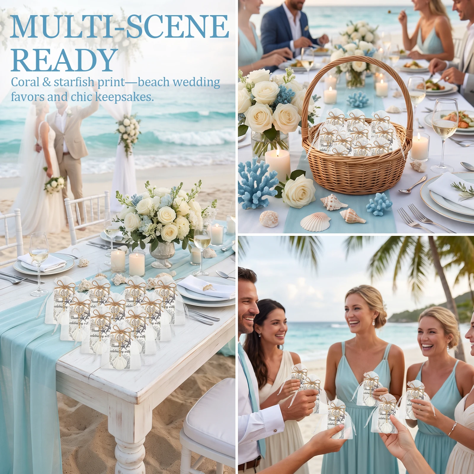 20 Pack Beach Wedding Party Favors Coastal Shell Pearl Keychains with Cards Organza Bags and Strings for Bridal Showers Baptisms view 6