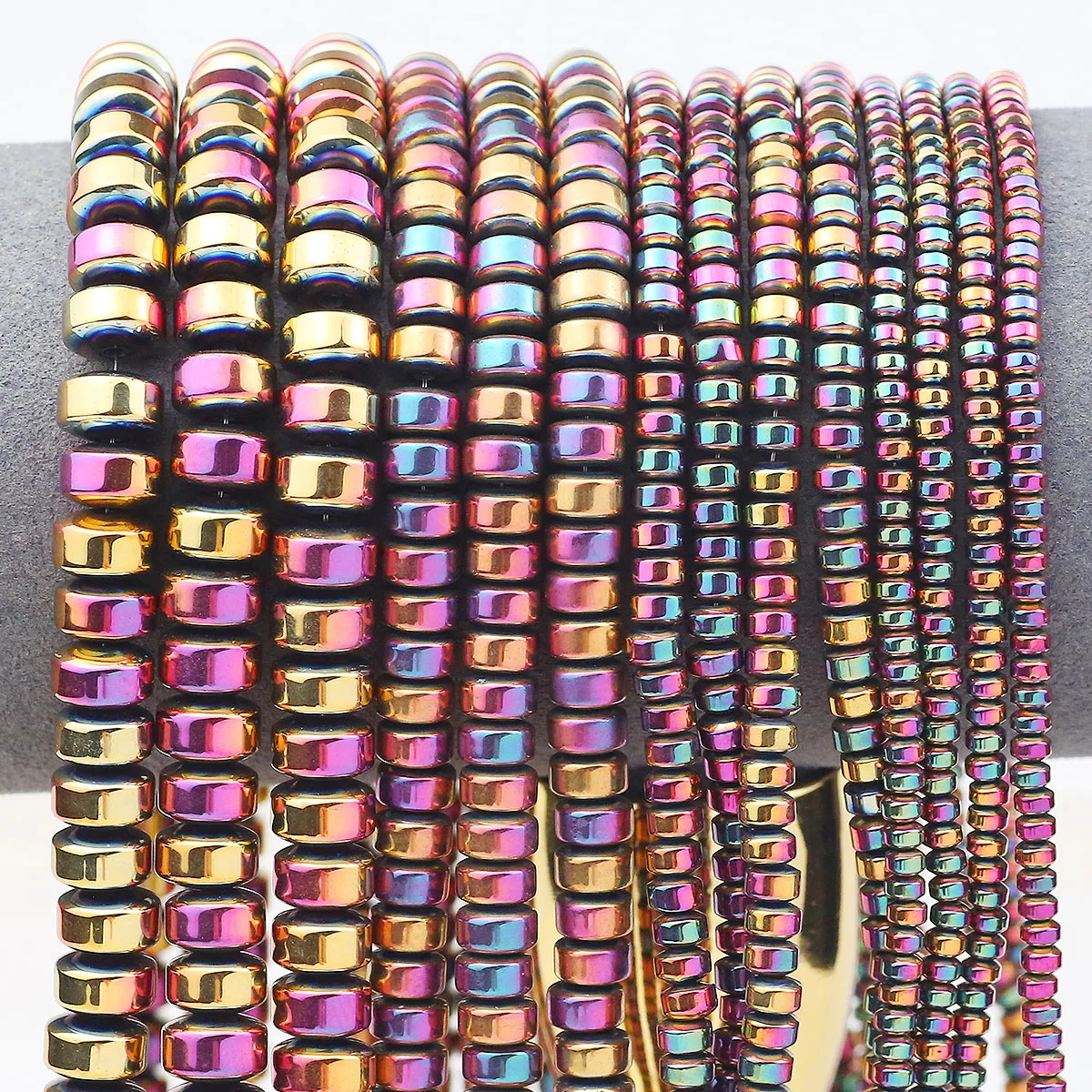 Flache, runde, radförmige Hämatit-Naturstein, Rosenrot, 3/4/6/8 mm, lose Distanzperlen für Schmuckherstellung, DIY-Armbänder, Halsketten