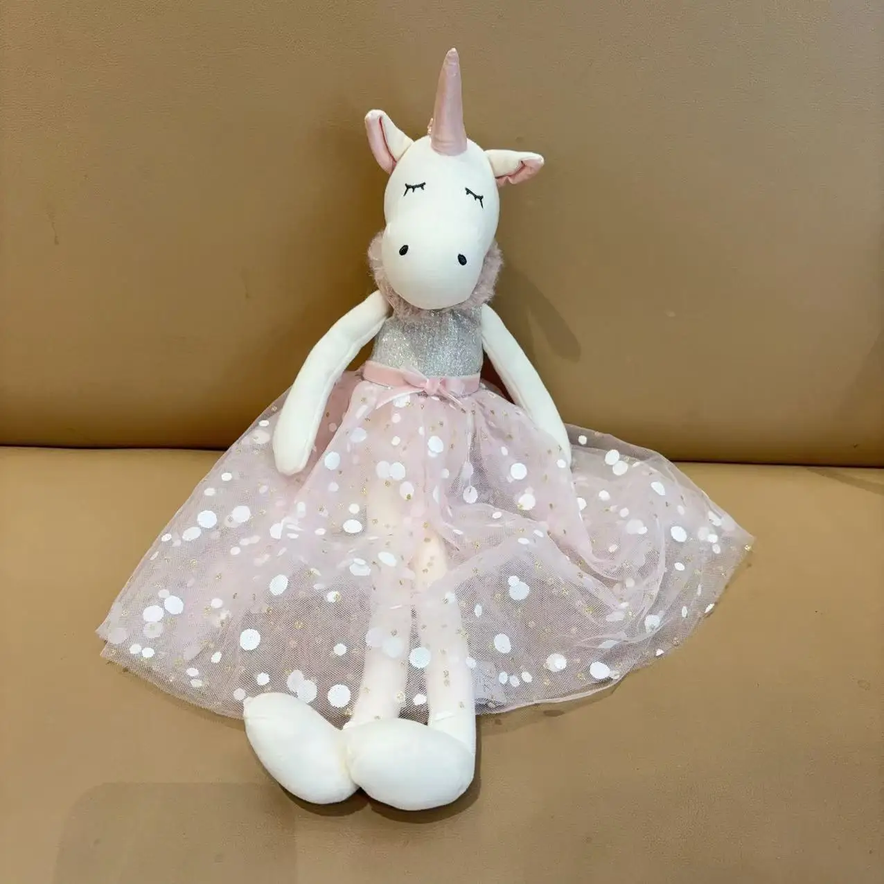 38cm Pink Unicorn Plush Doll Stuffed Toy for Babies and Children Companion Sleeping Mate