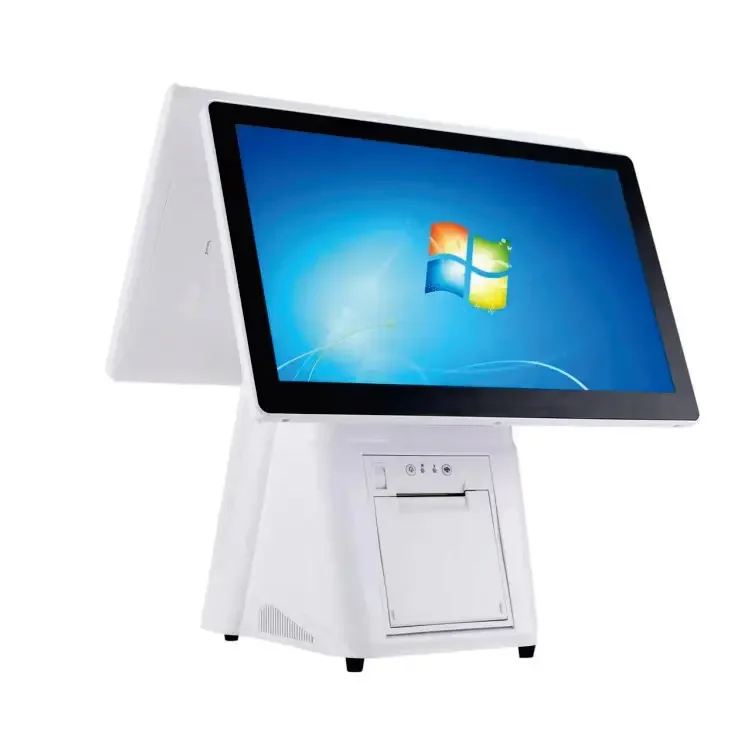 مصنع رائجة البيع 15.6 بوصة الكل في واحد مجموعة شاشة مزدوجة أندرويد اللمس محطة إلكترونية POS للاستخدام التجاري