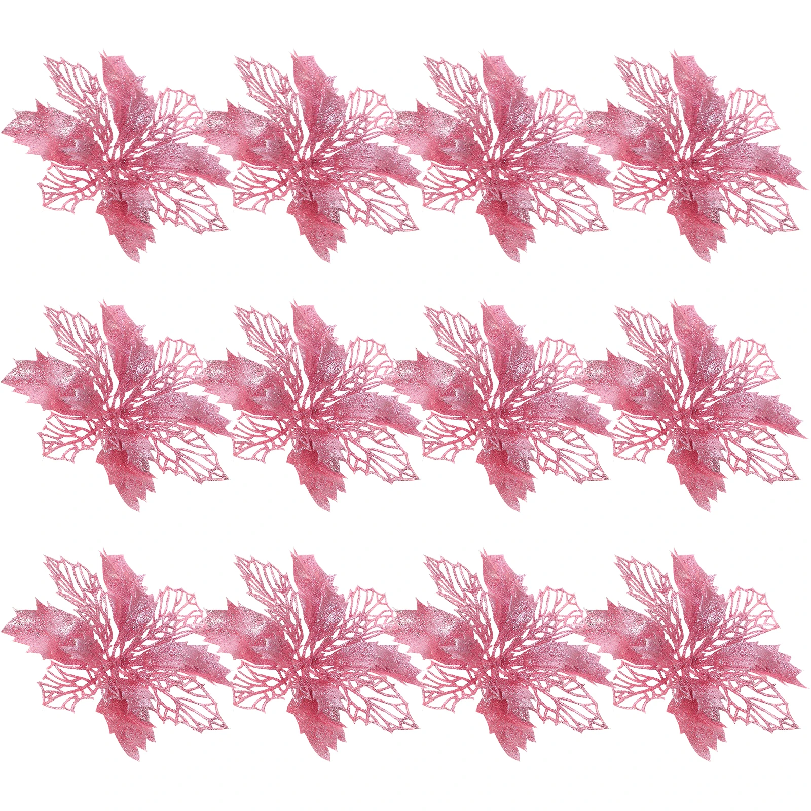 

12 Pcs Christmas Ornament Flower Ornaments Decorative Artificial Flowers Xmas Festival Pink Pendant Tree