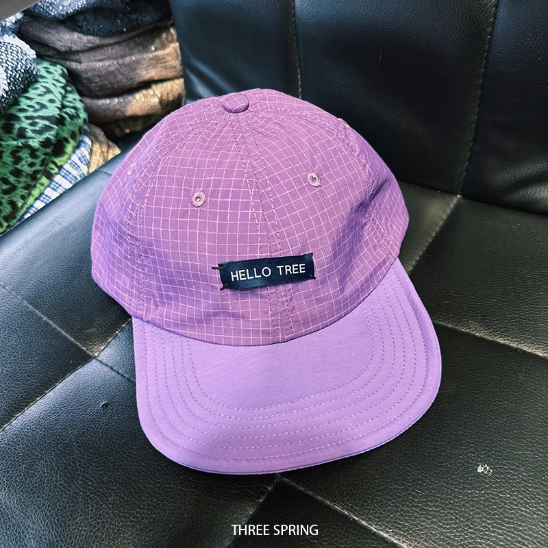 Korean New Niche Check Embroidery Letter Quick-drying Hat Spring and Summer Outdoor Wide-brim Sunshade Baseball Caps