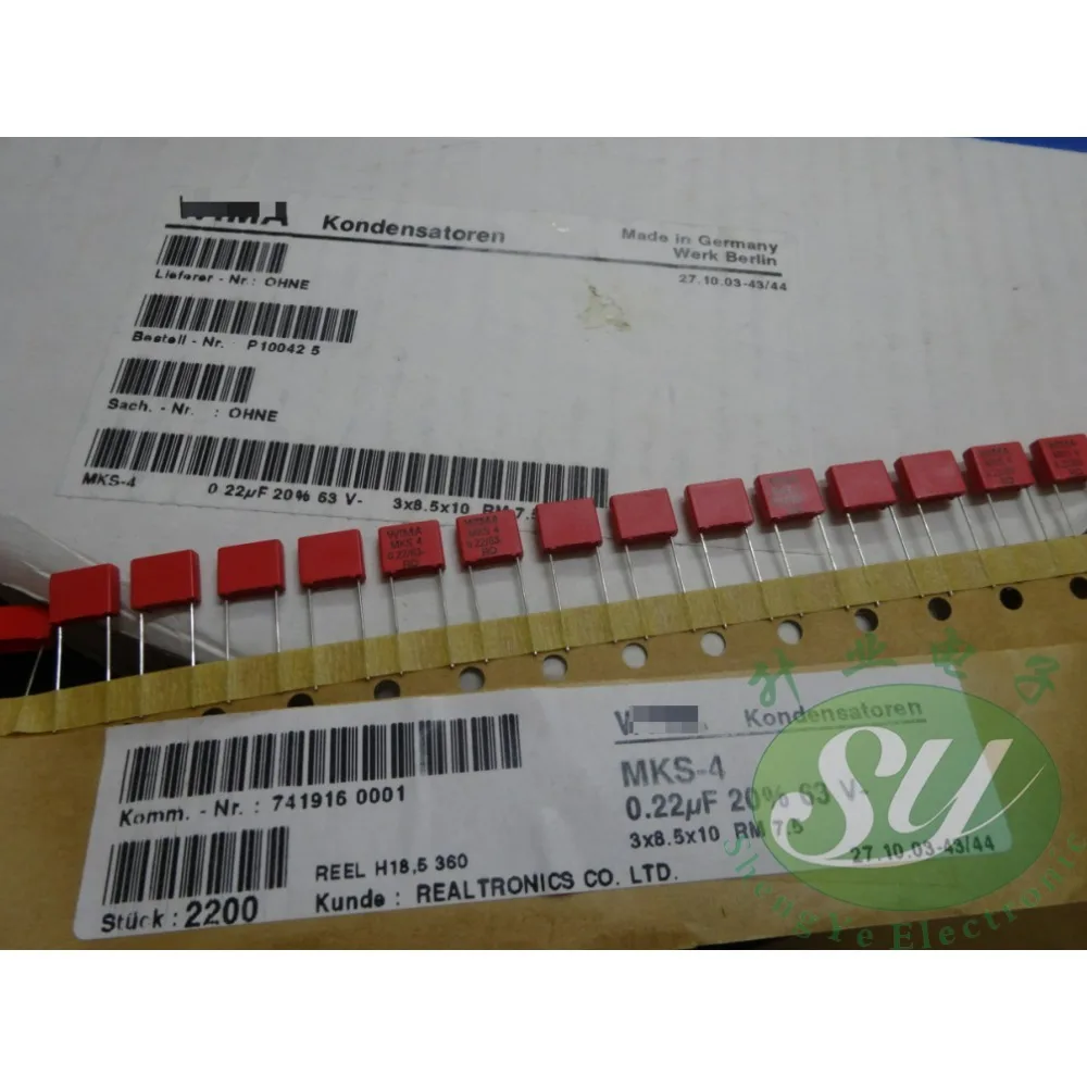 

10PCS MKS4 0.22uF/63V 220nf u22 224 brand new 7.5mm film capacitor
