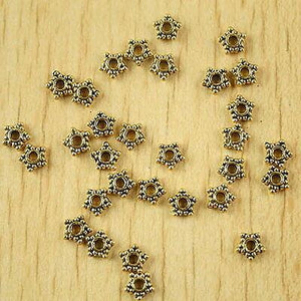 100PCS 5.5mm hole is 1.7mm DARK GOLD-TONE STUDDED STAR SPACER BEADS H2120