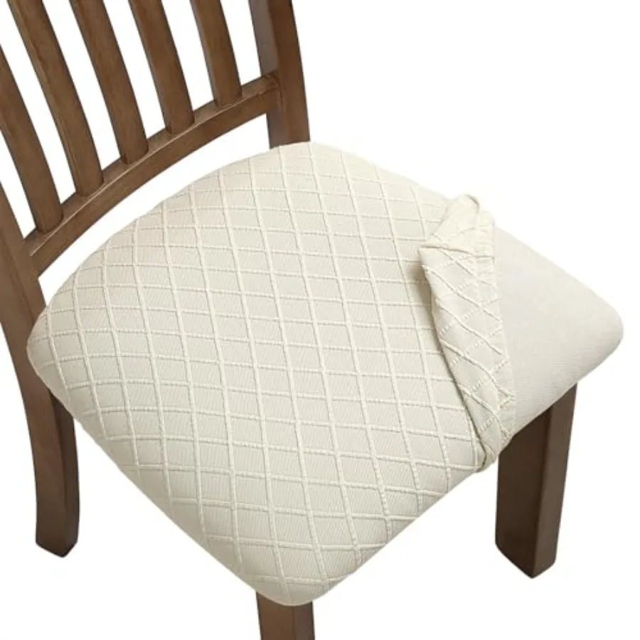 Beige Stretchable Removable Dining Chair Seat Covers