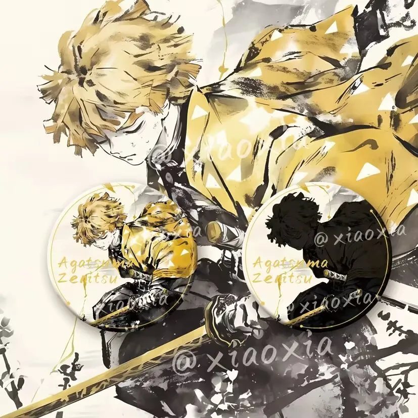 Убийца Демонов: Кимэцу но Яиба, стиль двойной стирки чернил, эмблема двойной вспышки, значок «Бабочка ниндзя, моя жена Йоситака»