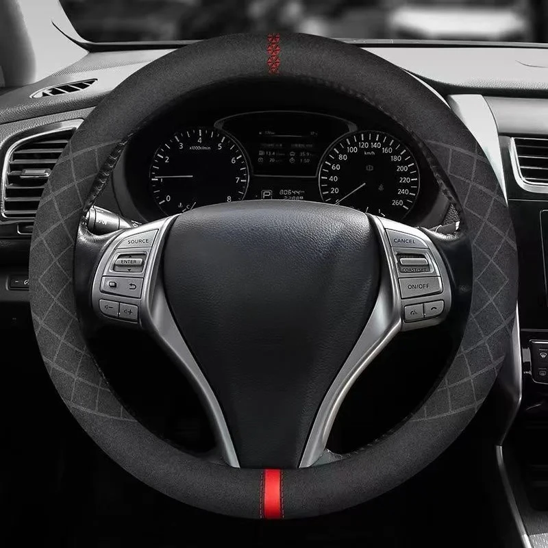 

Suitable for All Car Steering Wheel Covers, Suede Leather Steering Wheel Cover,38cm Breathable Protective Cover, Car Accessories