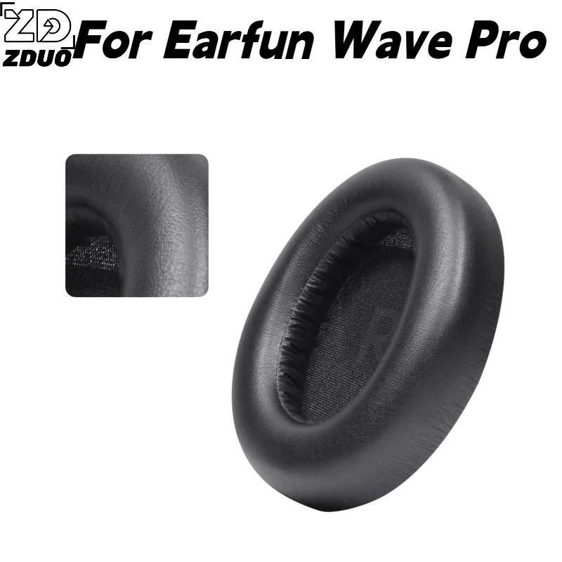 For EarFun Wave Pro Headphones, Protein‑Leather Ear Cushion Sleeves, Snap‑on Plastic Buckle Replacement Earpads, User‑Friendly