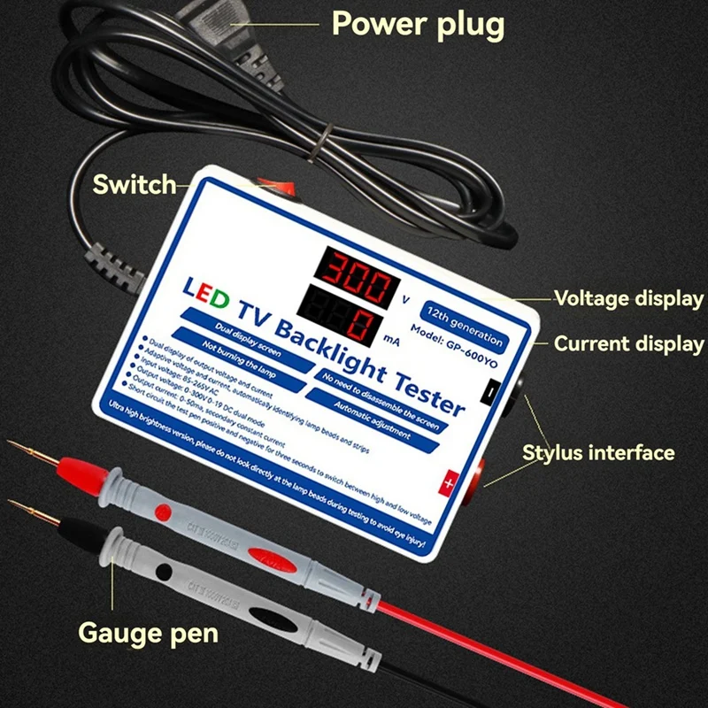 LED Tester 0-300V Output LED TV Backlight Tester Multipurpose LED Strips Beads Bar Light Lamp Test Tool EU Plug