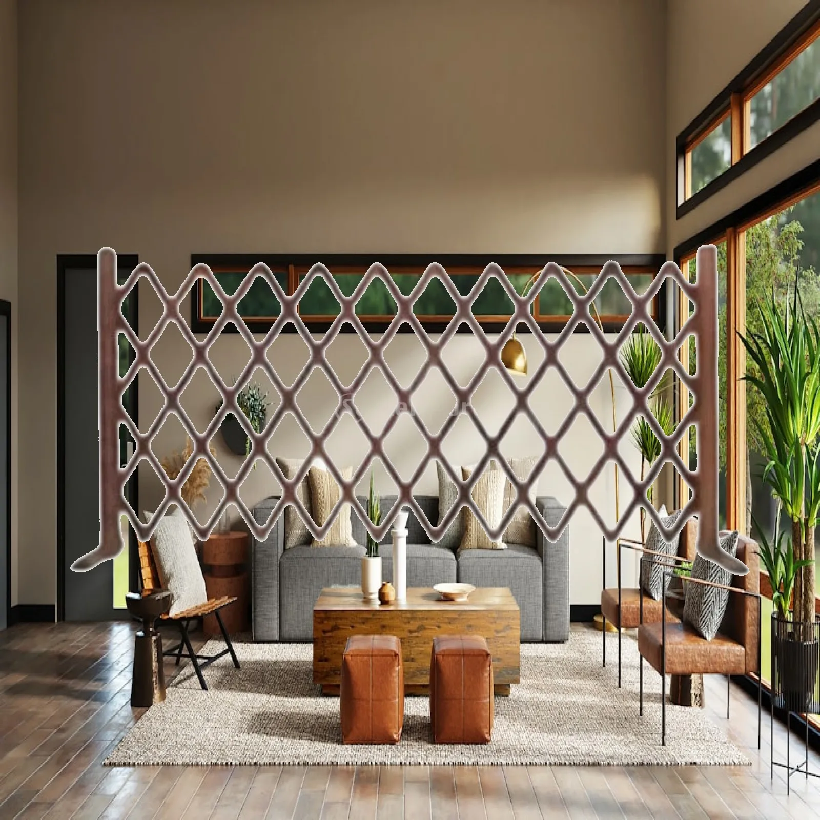 Expandable Freestanding Garden Wood Fence Gate Indoor Outdoor Flexible Border for Balcony Entry Decoration