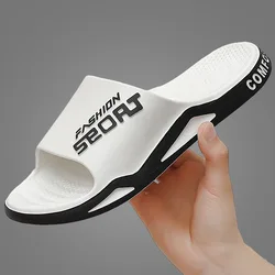 2024 Trend Men's Slippers Flat Beach Shoes for Women PVC Sole Soft Slippers Flip Flops Couple Non-slip Bathroom Slipper Massage