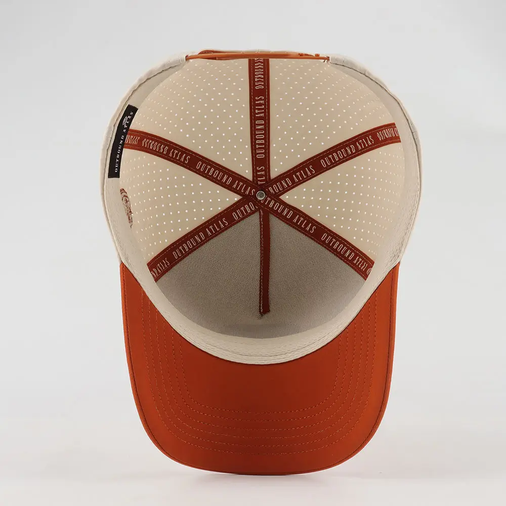 Custom Men's 5-Panel Laser Cut Hole Perforated Baseball Cap Waterproof Sport Hat with Dog Woven Label Logo High Quality OEM ODM view 5