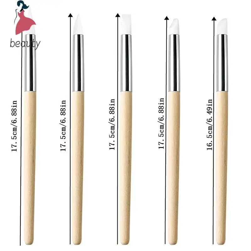 Silicone Wooden Pole Nail Art Pen Brush Uv Gel Polish Tip 3d Image Diy Dotting Polish Brushes Sculpture Pen Diy Manicure Tool