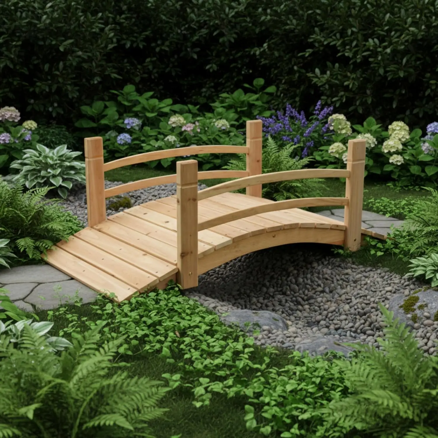 4980n cedar wood garden bridge side rails natural