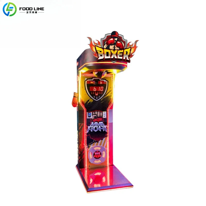 Customized Flame-Style BOXER Coin-Operated Punching Machine - Arcade MMA Fight Strength Check Boxing Training Game
