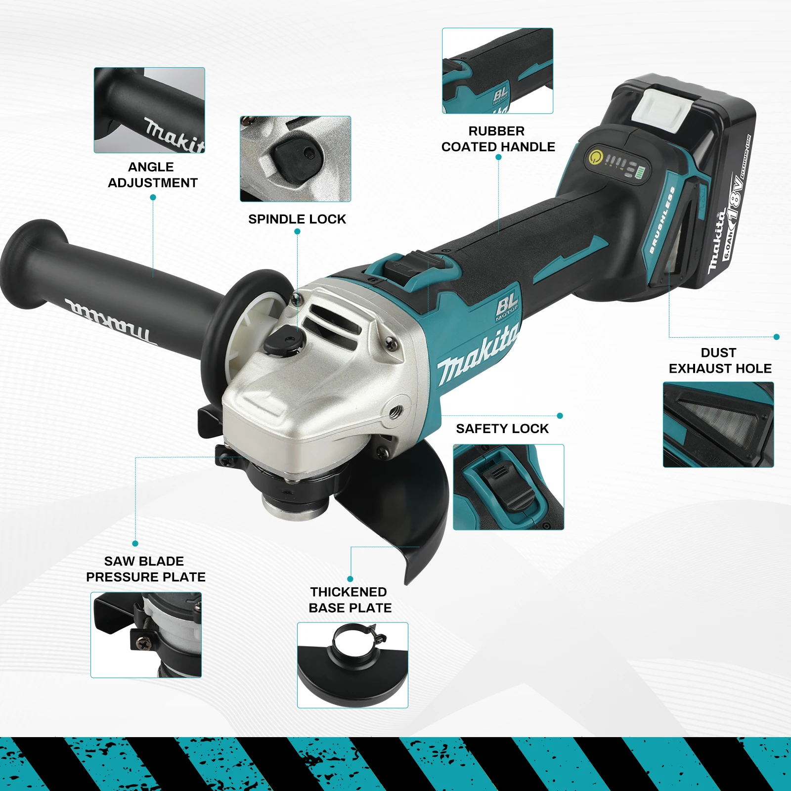 

Makita 2025 НОВАЯ угловая шлифовальная машина DGA454: 18 В, 8500 об/мин, колесо 115 мм, 660 Вт, 3 шестерни, идеально подходит для резки/шлифовки листов дерева и металла