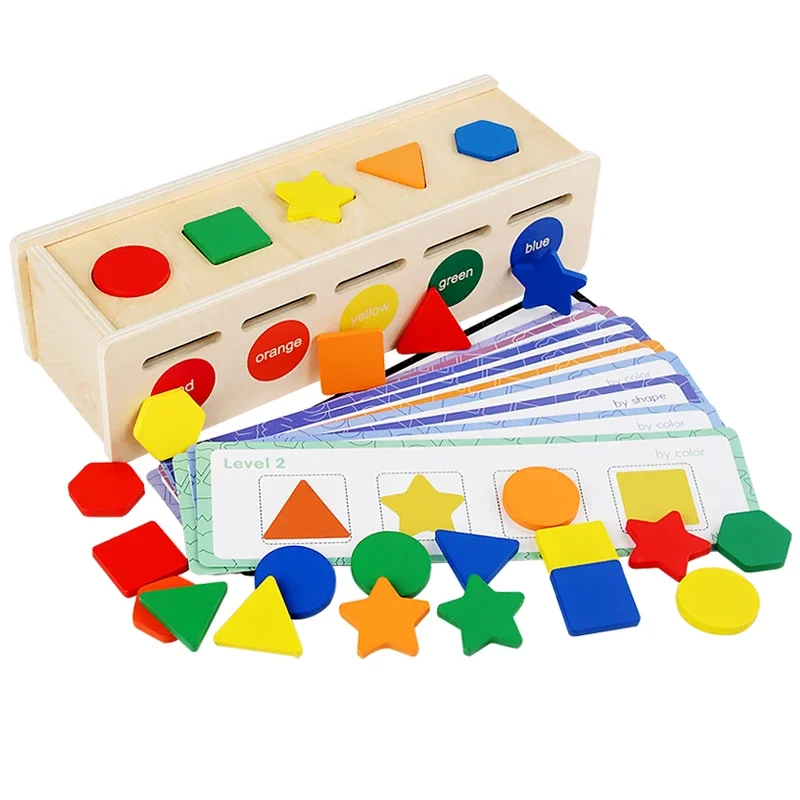 Montessori Holzform Farbsortierung Spielzeug Aufbewahrungsbox Geometrische Vorschule Pädagogische Lerngeschenke