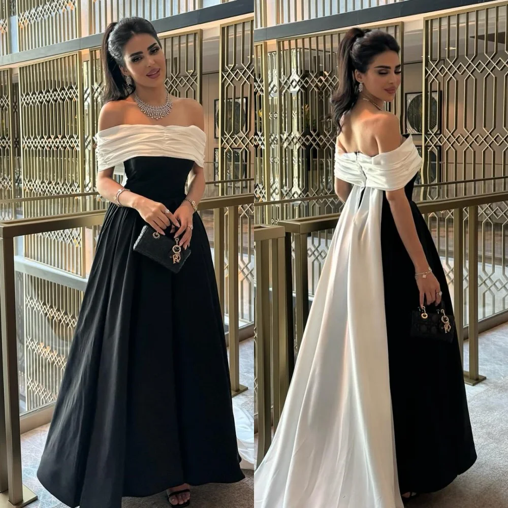 Jiayigong Evening Jersey Draped Pleat Cocktail Party A-line Off-the-shoulder Bespoke Occasion Gown Long Dresses