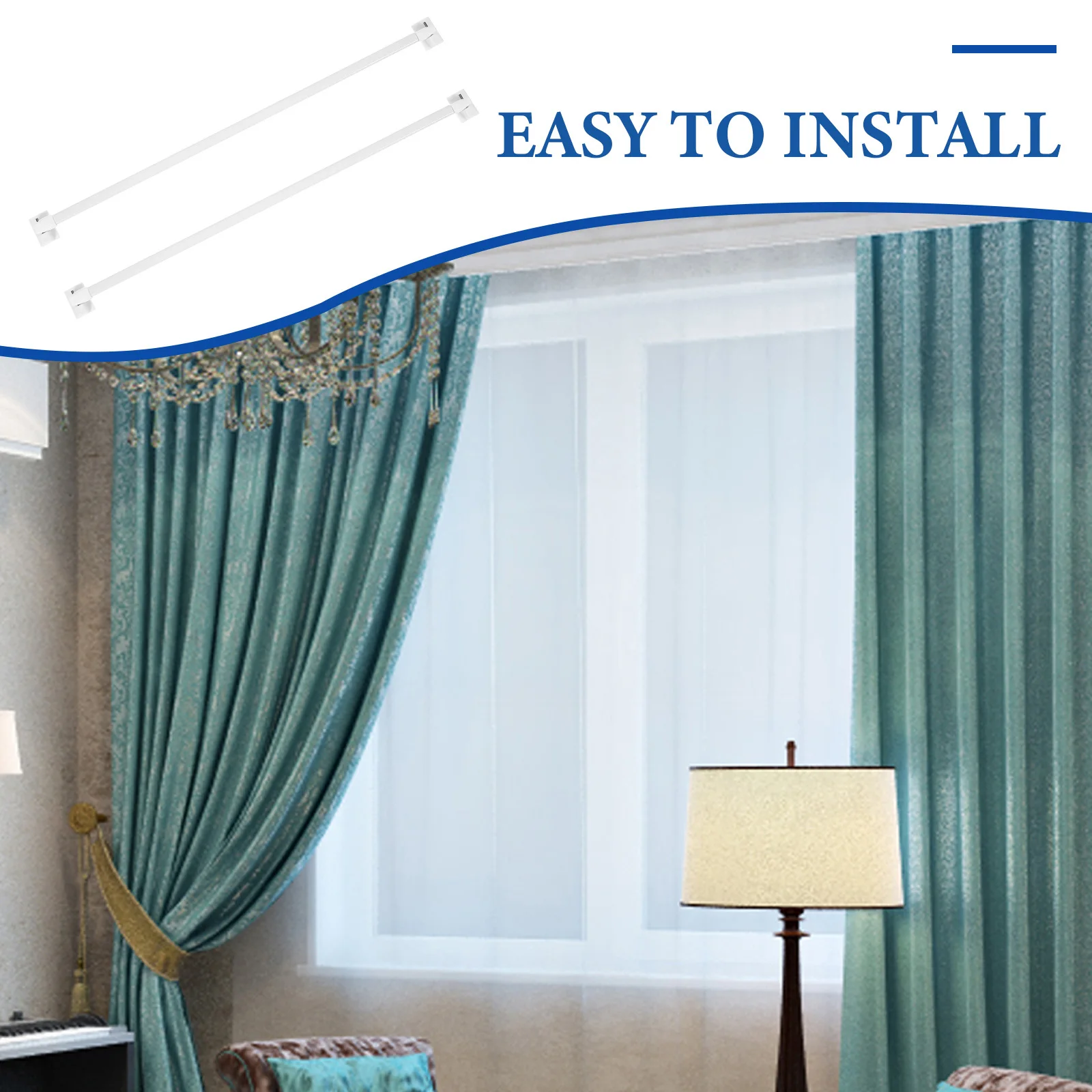 

1 Pair Adjustable Tension Curtain Rod Extendable No Drill Closet Clothes Drying Rail Heavy Duty Multi Use Telescopic Pole For