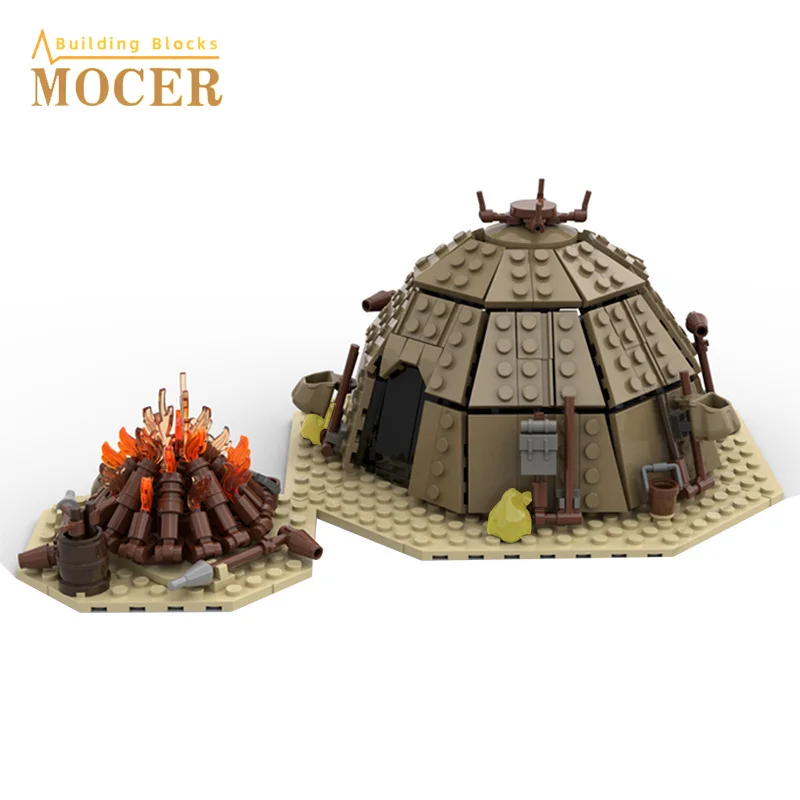 

MOCER Star Movie Desert House Tusken Raider Urtya Tent Campfire / Village on Tatooine Sand People Huts Building Blocks Toys Gift