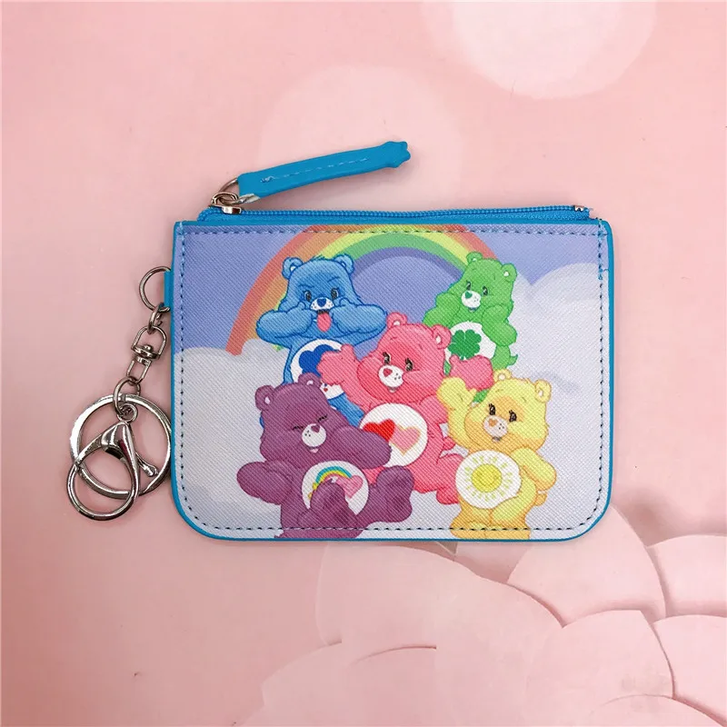 Rainbow Leather Zero Wallet Care Bears New Anime Zipper Bag Id Storage Bag Pendant Decoration Cute Girl Toys Gifts Kawaii