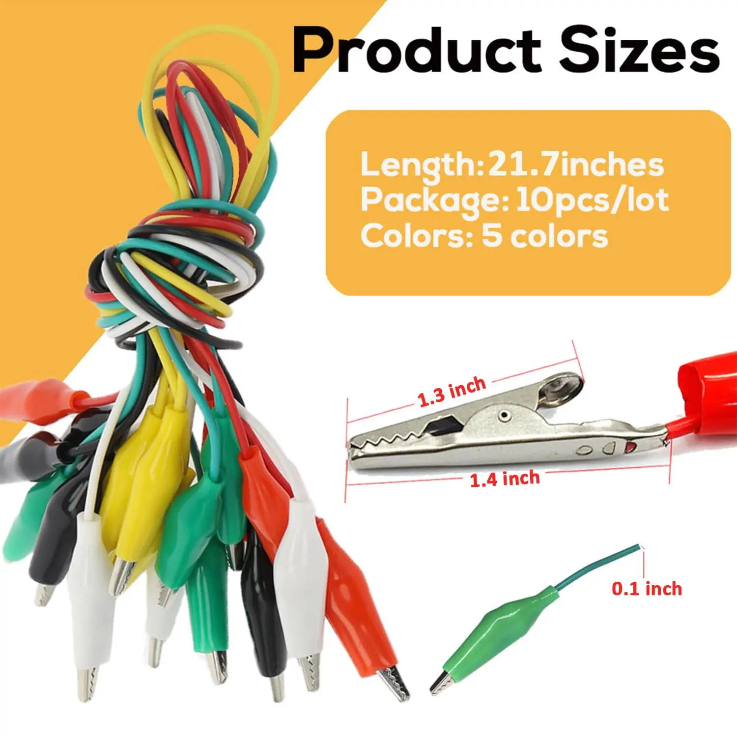 10 Pcs Alligator Clips Electrical with Wires, Preminum Crocodile Alligator Clips with Testing Probes Test Leads with Dual Ended