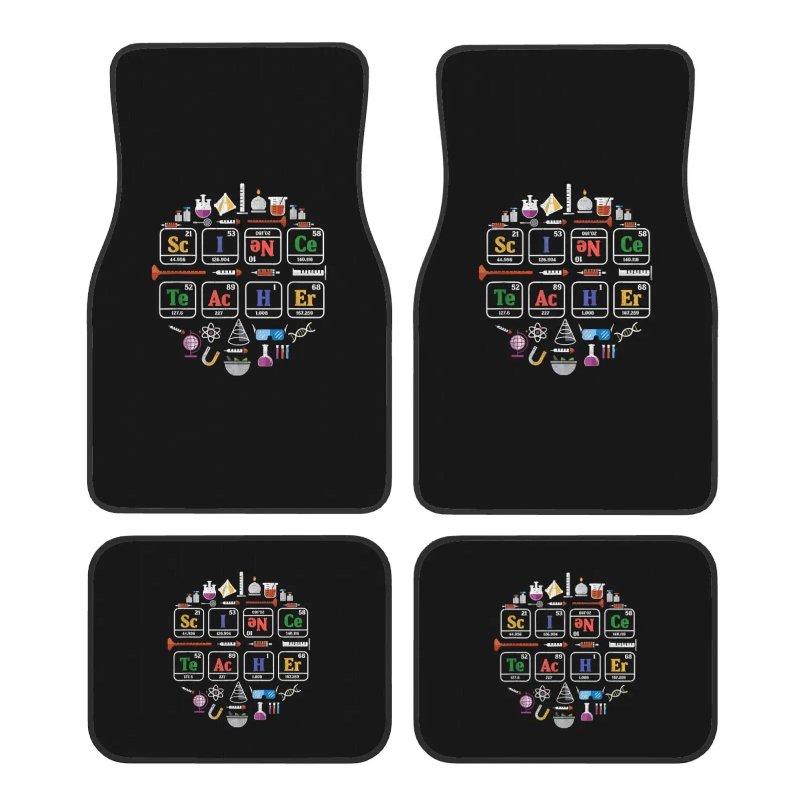 Science Teacher Periodic Table Car Floor Mats Durable Car Carpet Mat Set of 4pcs with Anti-Slip Backing Fit for SUV Trucks