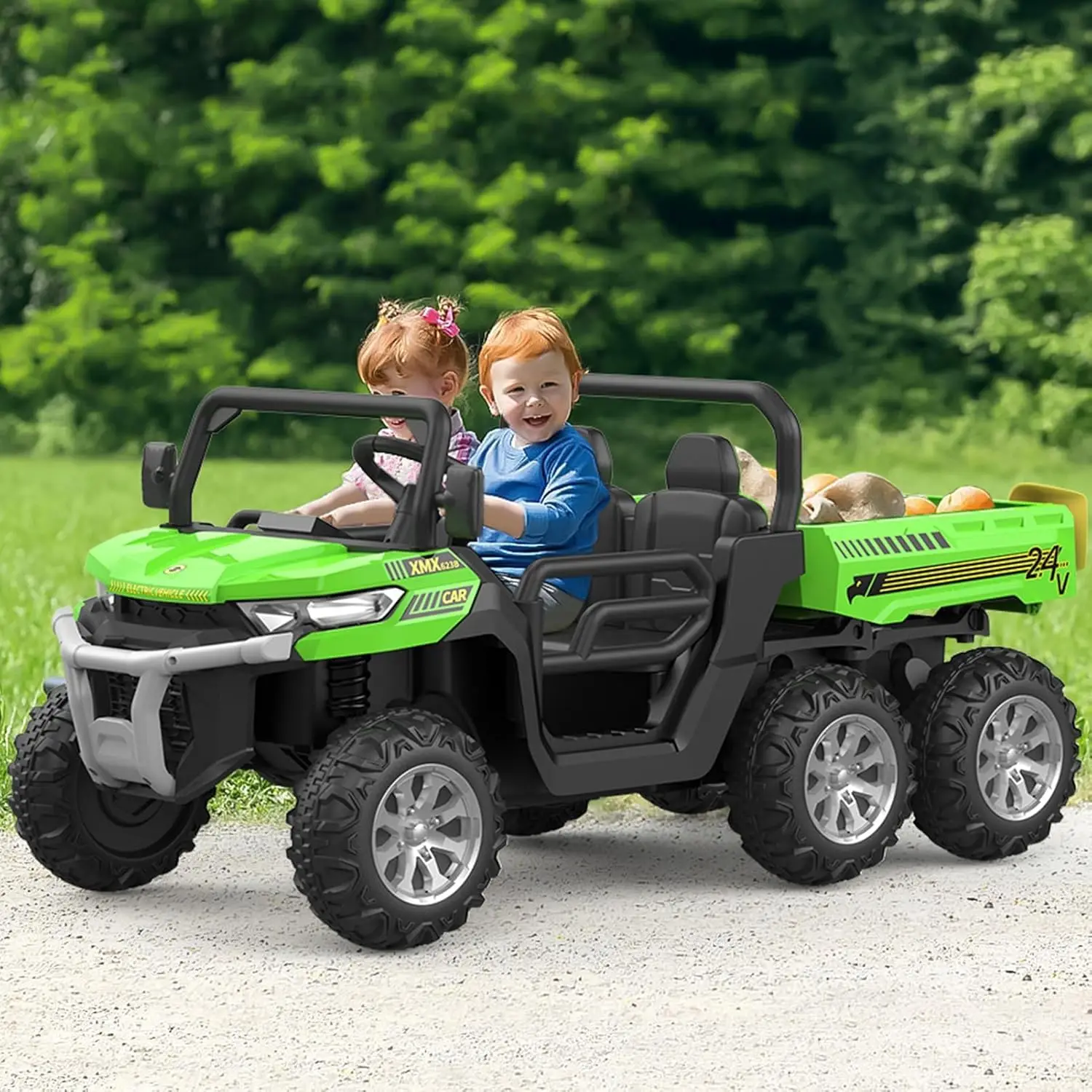 Ride On Truck Car 24 V Kids Electric Vehicles w/Parent Remote Control, Children Ride On Utv Car w/Safety Belt, Phone Connections