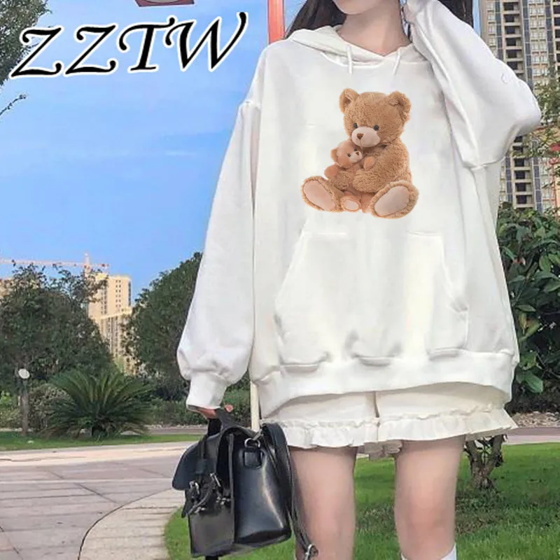 

Hoodies Fashion Creative Teddy Bear Women's Sweatshirts Vintage aesthetic Punk Long Sleeve Autumn And Winter Tops dropshipping