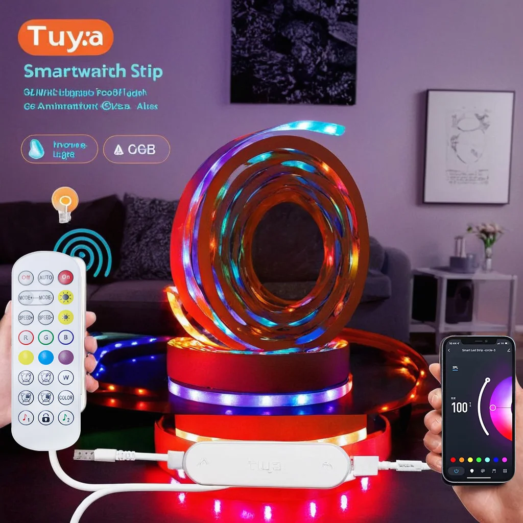 

5 В USB 5050 RGB светодиодные ленты Tuya Smart App Control Синхронизация музыки и таймер Изменение цвета DIY Режет для ТВ Свадебная подсветка
