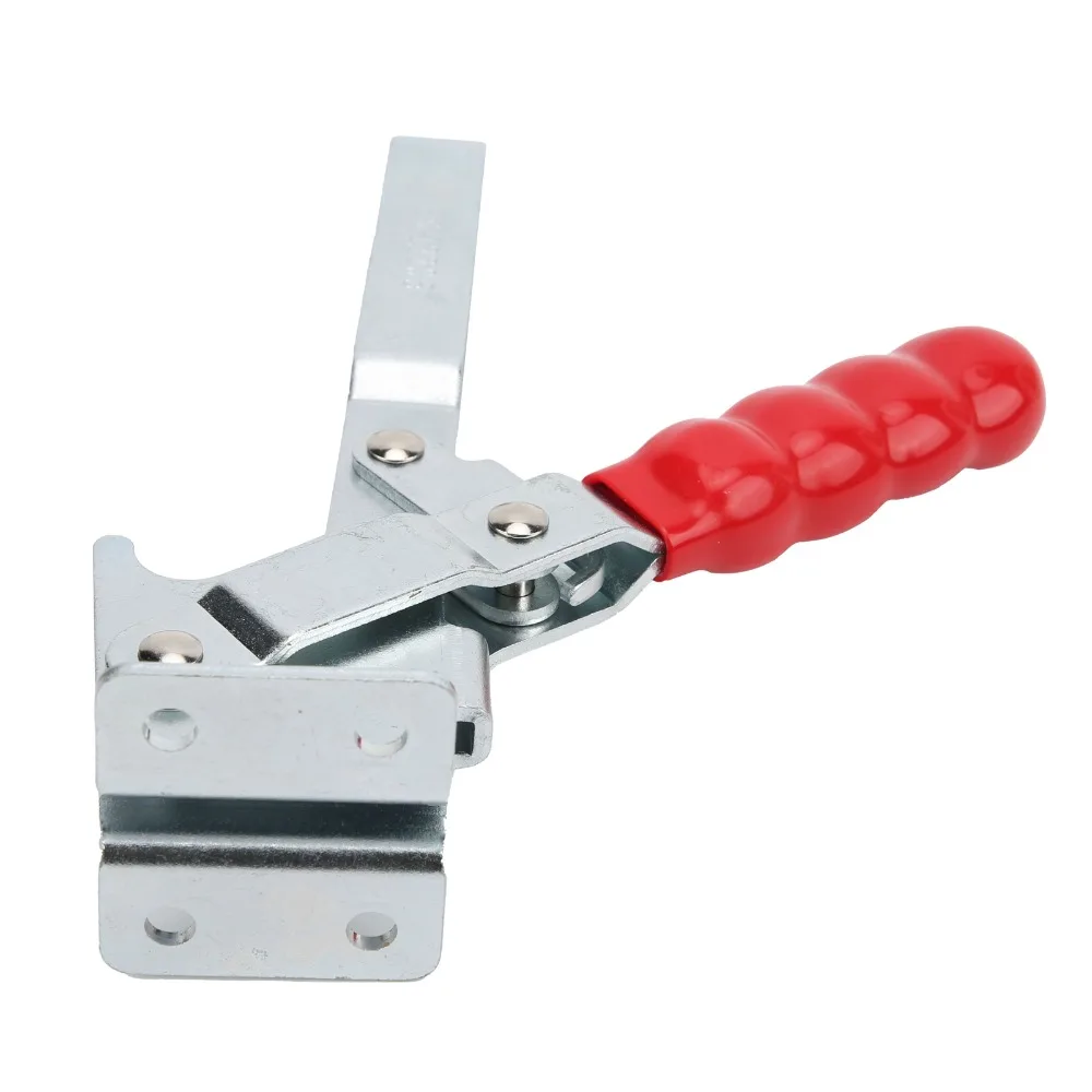 Red Welding Toggle Clamp Vertical Mount Latch Style Heavy Duty Hand Clamp Galvanized Iron Antislip Handle Quick Release Clamp