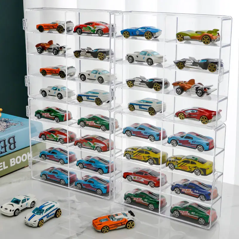 1/32/64 Transparent Acrylic Car Model Display Cabinet 8 Lattice Dustproof Storage Box Hot Wheels Matchbox Toy Storage Box