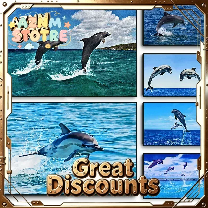 Leaping Dolphins Wall Pictures Canvas Painting Wall Art Natural Sea Life Posters and Prints for Living Room Home Decor Mural