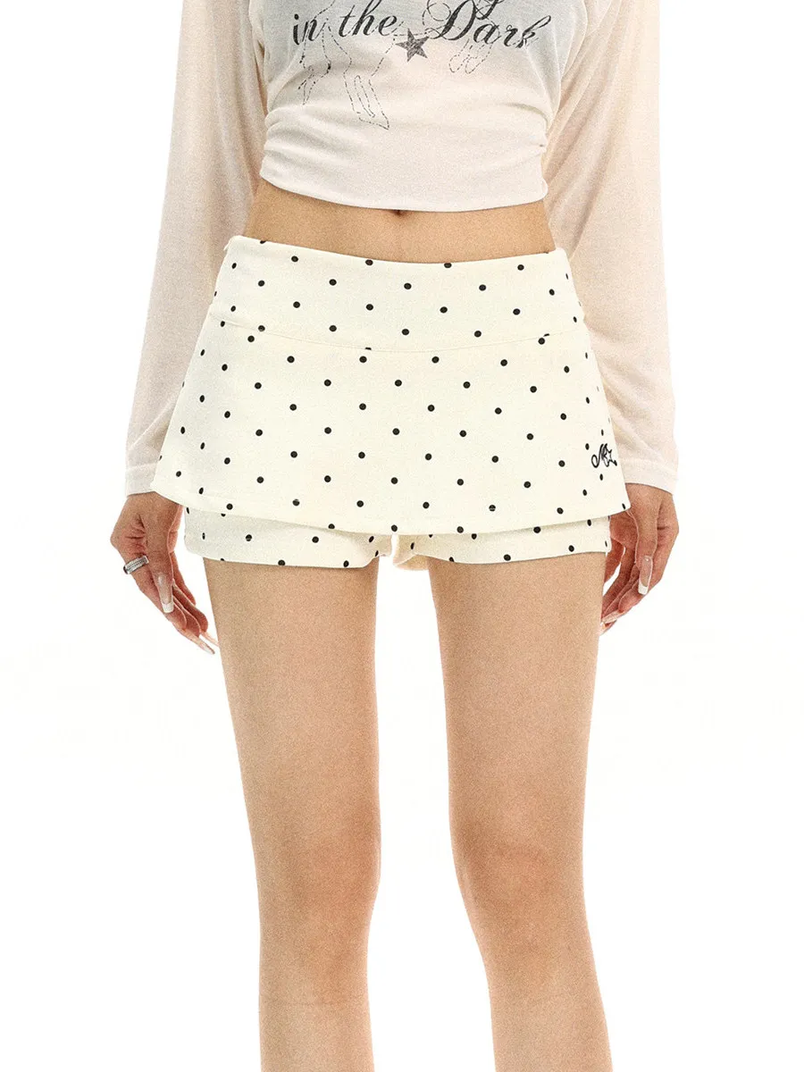 Slim Fit Polka Dot  Skirt Women's Summer 2026 New Style High Waist A-Line Short Skirt Versatile Chic Lady in Beige Color