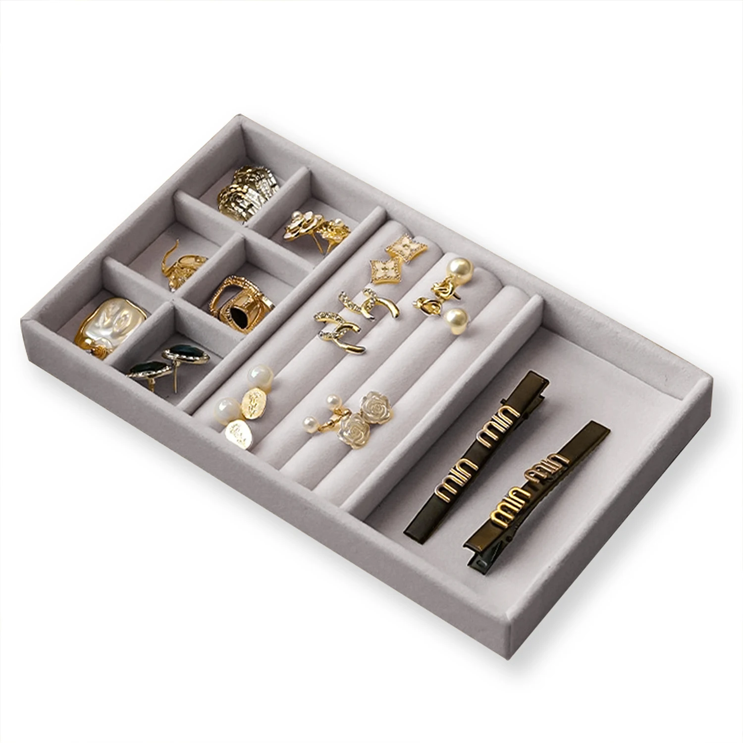 Velvet Jewelry Display Tray Exquisite Jewellery Holder Portable Ring Earrings Necklace Organizer Storage Box Organizator Trays