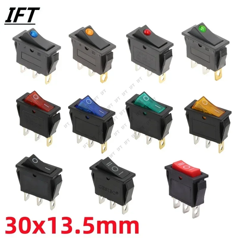 1 szt. KCD3 220V ON/OFF SPST przełącznik kołyskowy jednobiegunowy pojedynczy rzut 2 pozycja 3Pin 20A 125VAC ze światłem LED
