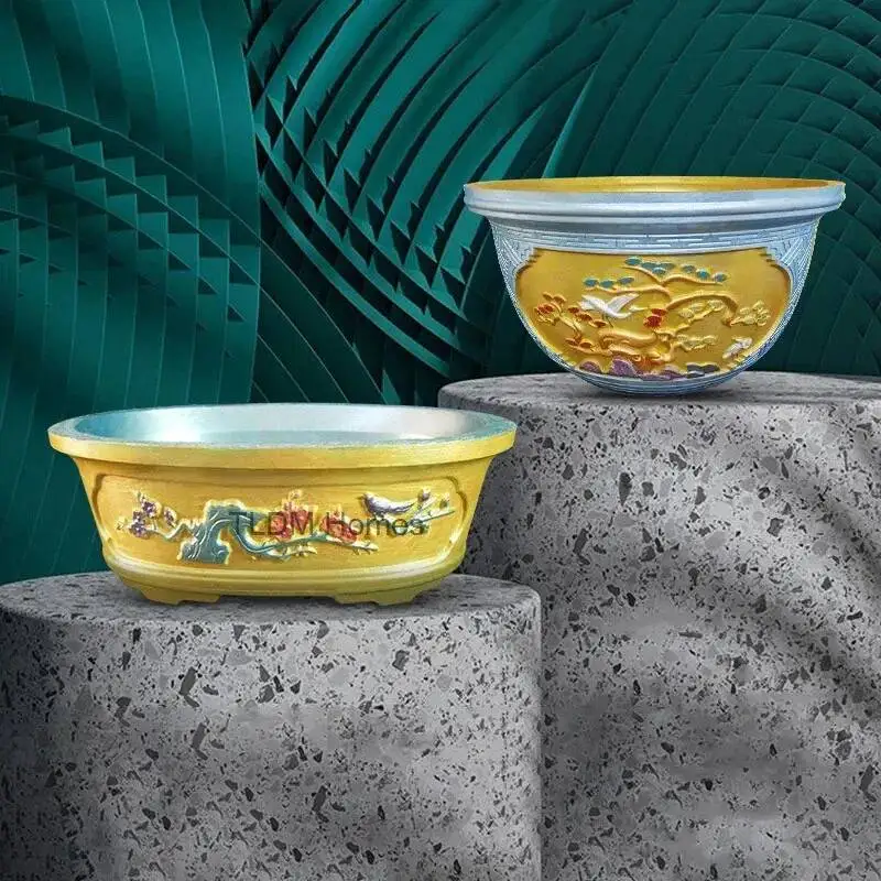 New Chinese Cement Flower Pot DIY Mold European Bonsai Model Creative Home Garden Potted Plastic Balcony Decorations Outdoor T