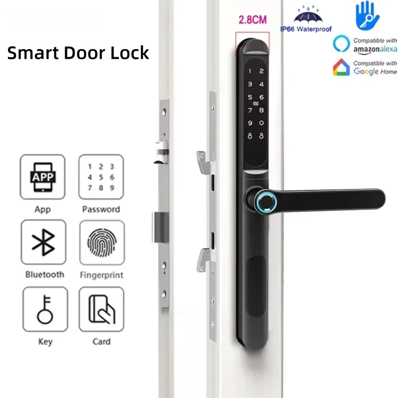 Smart Door Lock With Fingerprint/Password/IC Card/Key/Unlock Compatible With TTlock Application And Suitable For Sliding Doors