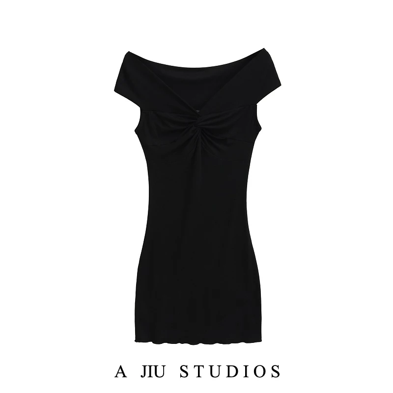 

Сексуальное американское ретро-платье на одно плечо для женщин, летнее, с завышенной талией, короткое, для модниц, с V-образным вырезом, цветное, с запахом, короткий рукав