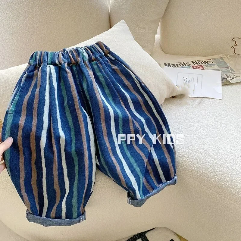 

Boys' Spring and Autumn Jeans Fashion Children's Korean Edition Casual Pants Wide Leg Pants Baby Trousers 80-140CM