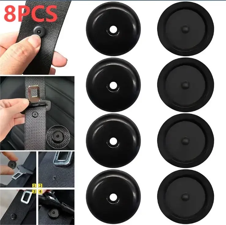 

8Pcs Car Safety Seatbelt Stopper Buckle Auto Seat Belt Spacing Limit Stop Clips Anti-slip Button Retainer Rivet Stud Clamp Set