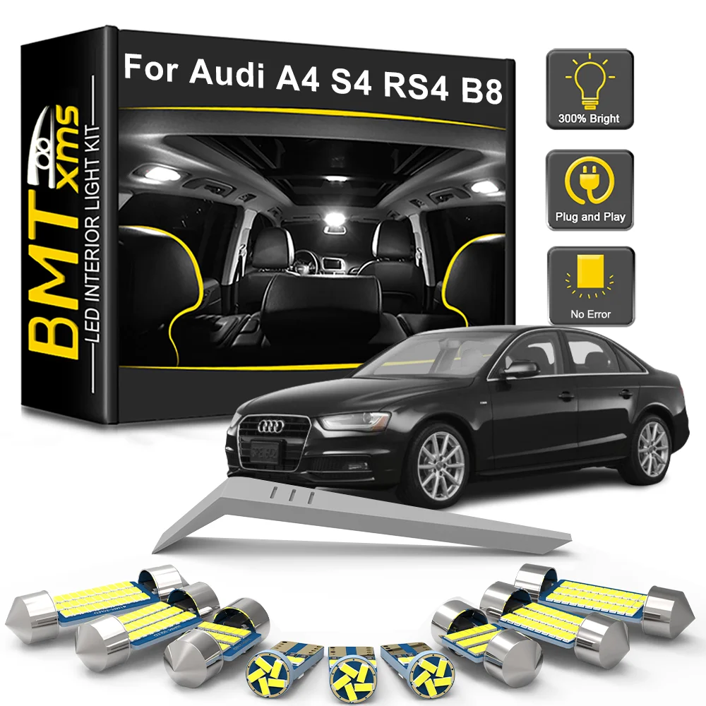 

BMTxms 12 шт. Canbus для AUDI A4 S4 RS4 B8 седан-фургон 2009 2010 2011 2012 2013 2014 2015 2016 комплект автомобильных светодиодных ламп для внутреннего освещения