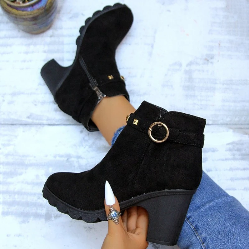 

Fashion Spring Winter Women Boots High Quality Lace-up European Ladies Shoes for Women High Heels Women Boots Fast Delivery