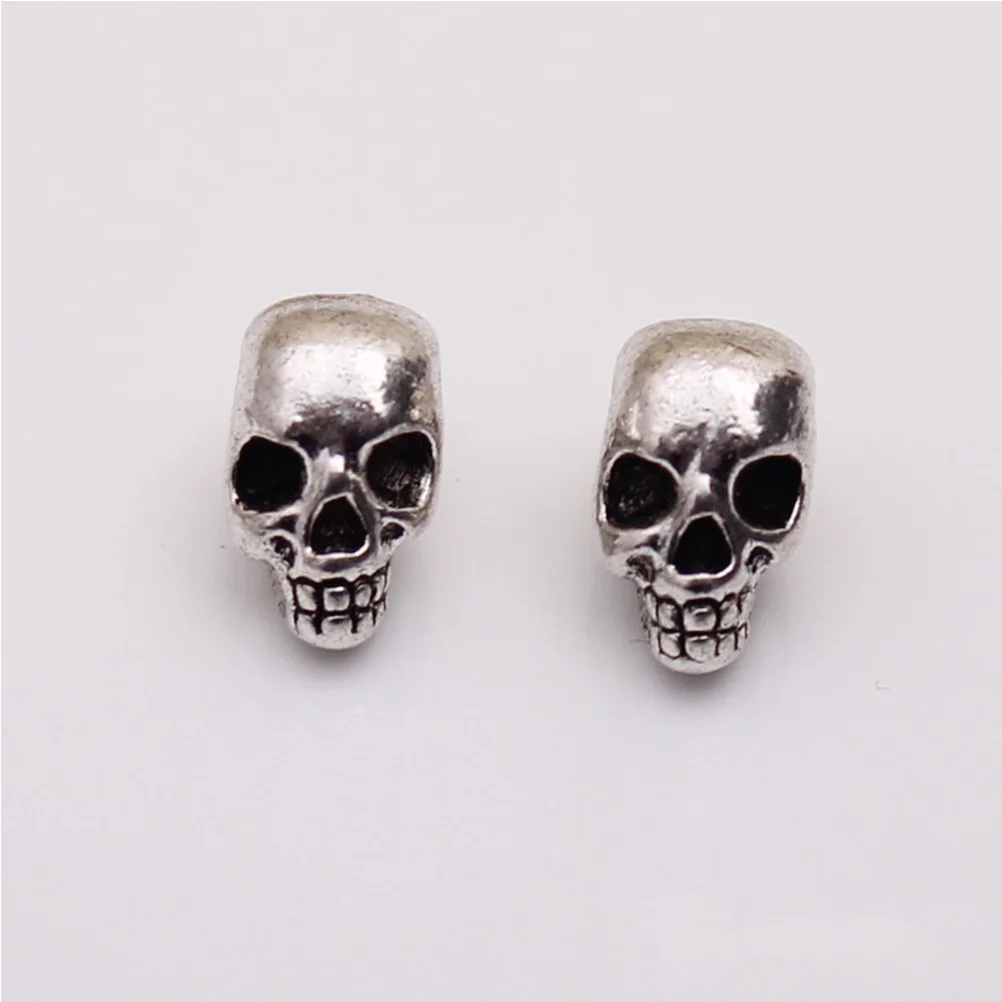 

50 pcs Alloy Skull Beads Pendants Charms Silver Jewelry Making Accessories Craft Necklaces Bracelets Earrings Gift Set