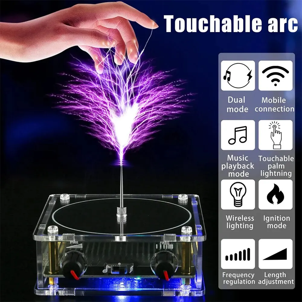 Wireless Music Tesla Coil Touchable Artificial Lightning Arc Plasma Loudspeaker Desktop Toy Electric Power Wireless Transmission