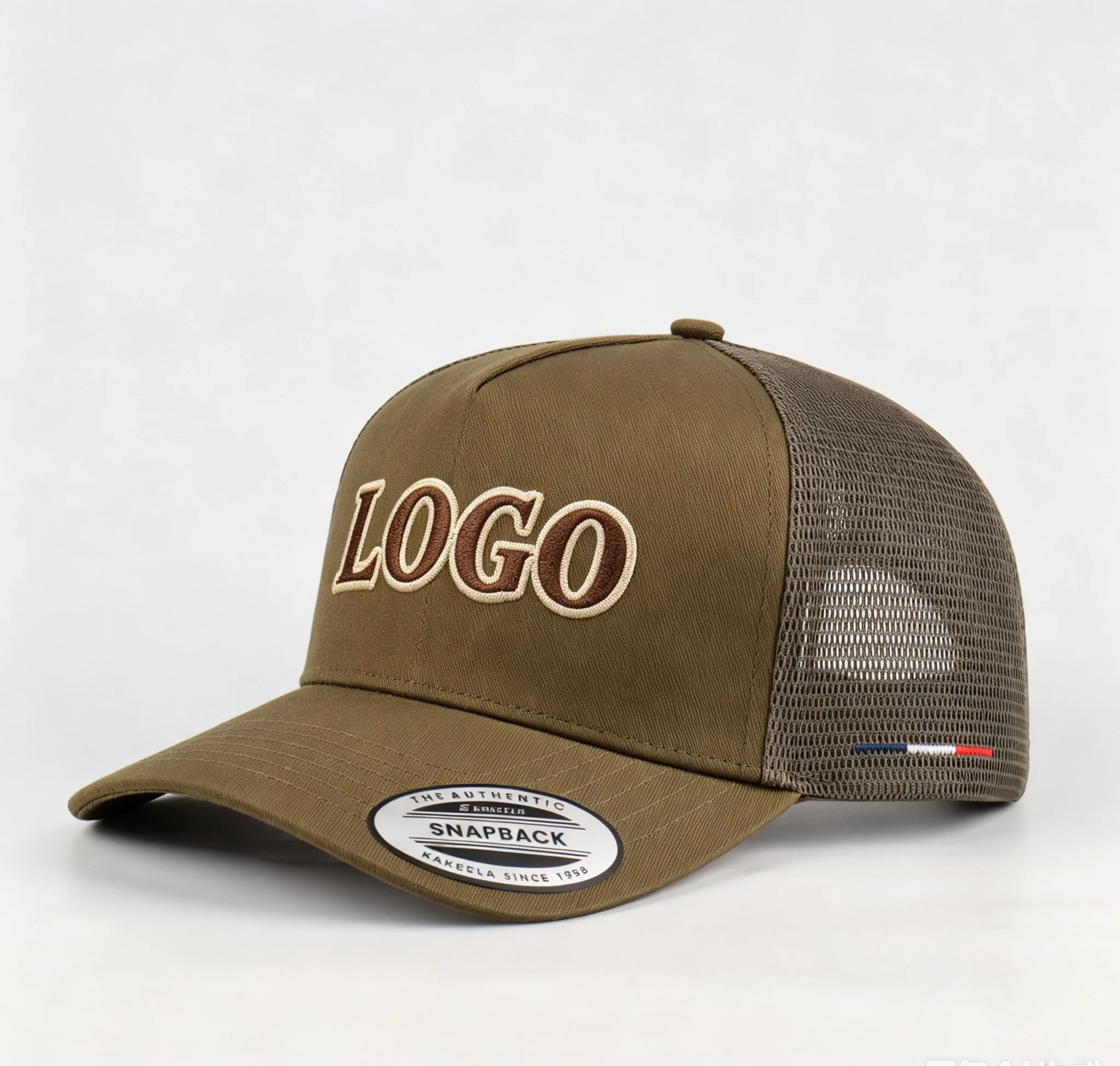 Wholesale Performance Flannel Structured 5 Panel Trucker Hat Custom Embroidery Logo Adjustable Size Mesh Snapback Blank Baseball