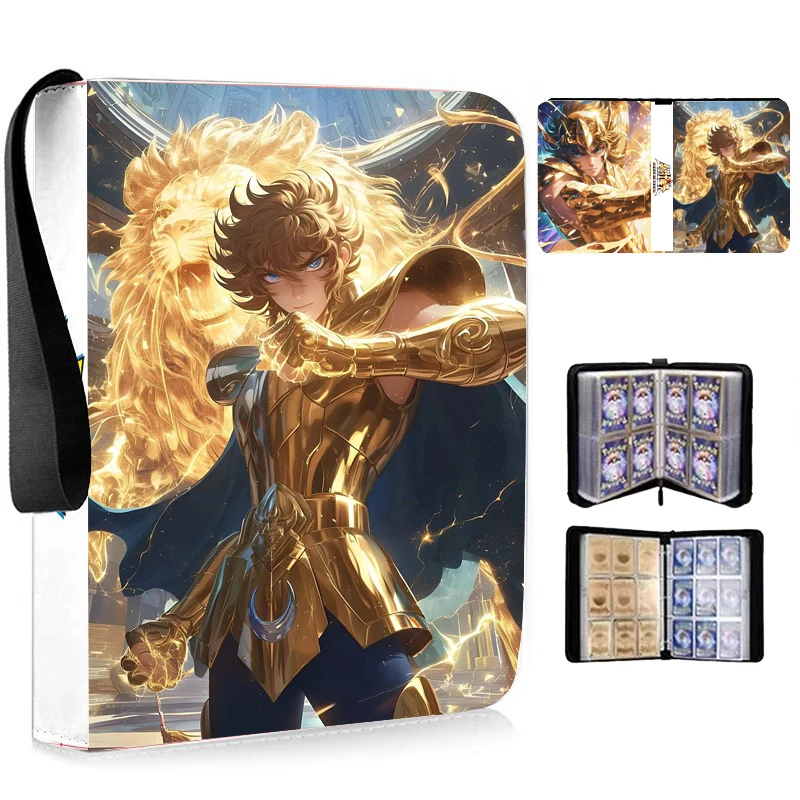 Raccoglitore per carte Saint Seiya Porta carte collezionabili a 9 tasche Raccoglitore per carte anime con 50 pagine interne Porta cerniera Fino a 900 carte regali