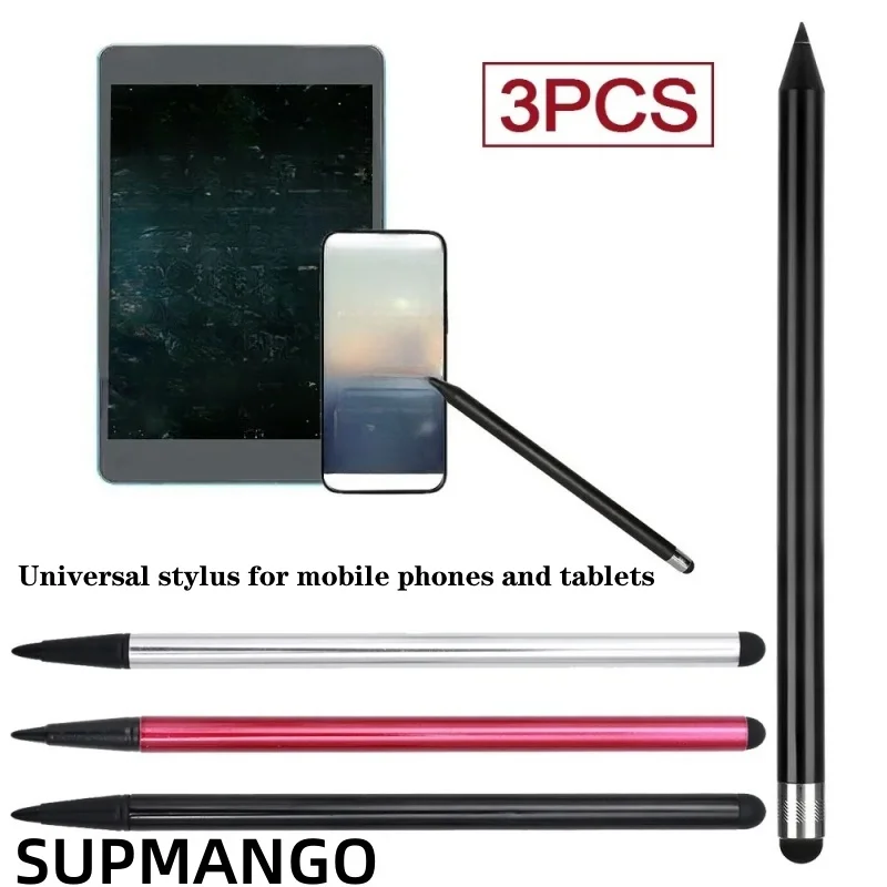 Portable 2 in 1 Universal Touch Screen Pen Capacitive Stylus For Mobile Phones Tablets Laptops