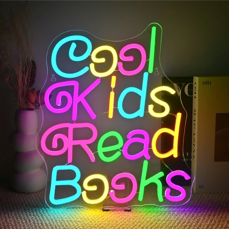 

Cool Kids Read Books Neon Sign Custom For Classroom Kids Room Reading Room Wall Art Decor 5/12V USB For Library Bookstore Decor