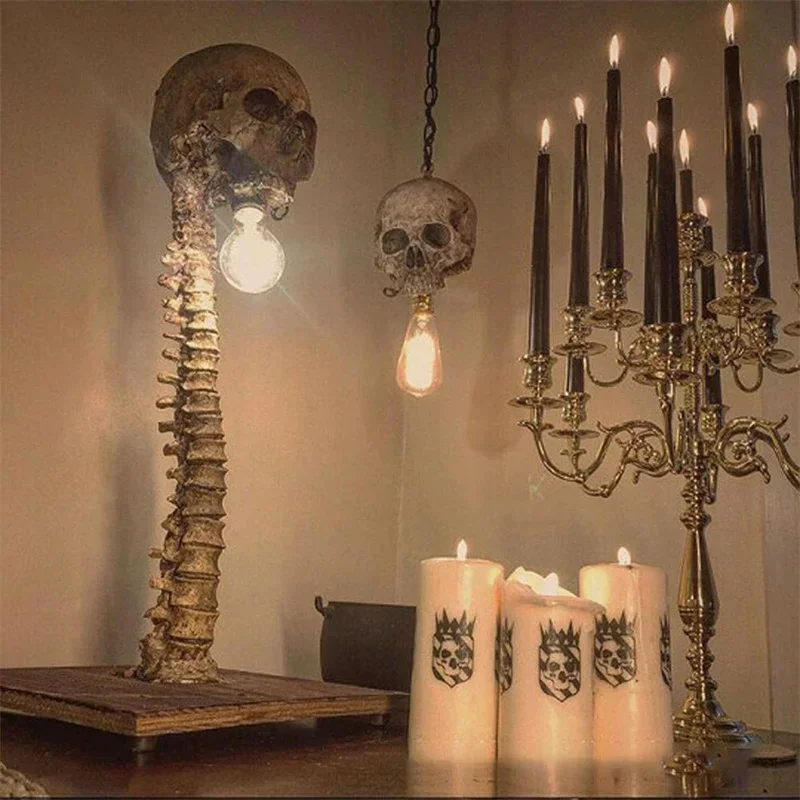 Horror 3D Statue Halloween Schädel Skelett Lampe Tisch Licht Kreative Party Ornament Prop Schlafzimmer Dekoration Scary Prop